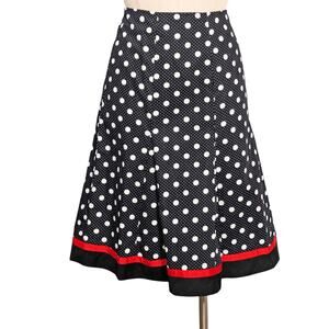 Retro RB COLLECTION New York Black White Polka Dot Circle Vintage Skirt 14